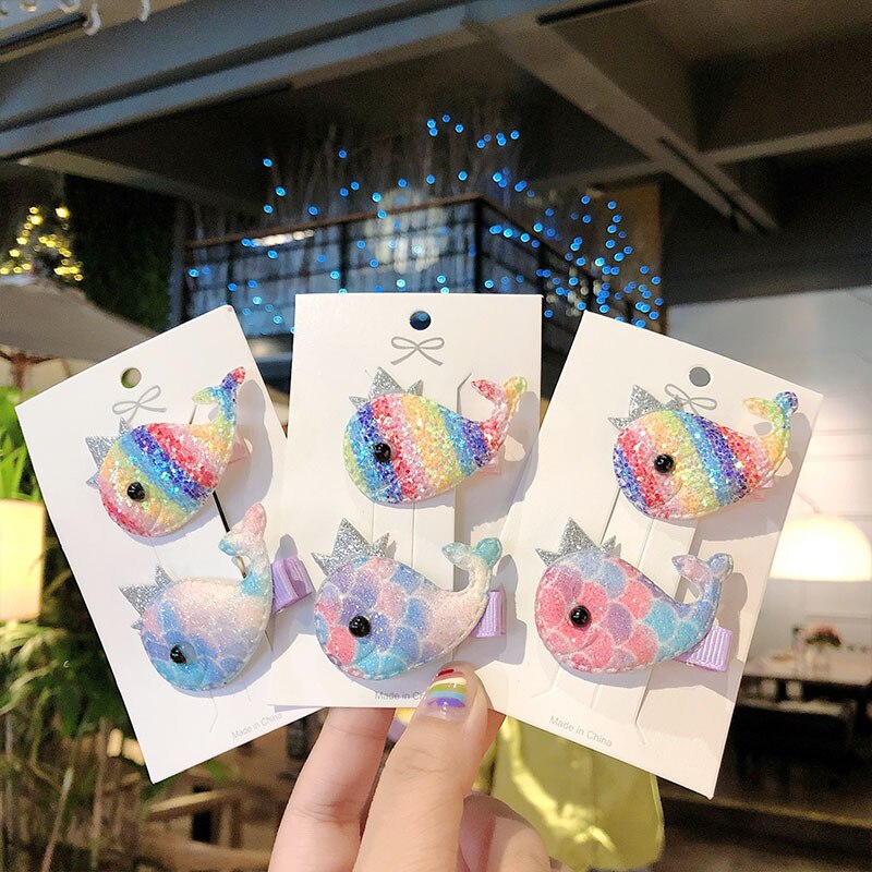 2 Pcs Baby Clip Leuke Dier Haarspeld Kinderen Kleur Haarspeld Kinderen Hoofddeksels Kleurrijke Regenboog Haaraccessoires