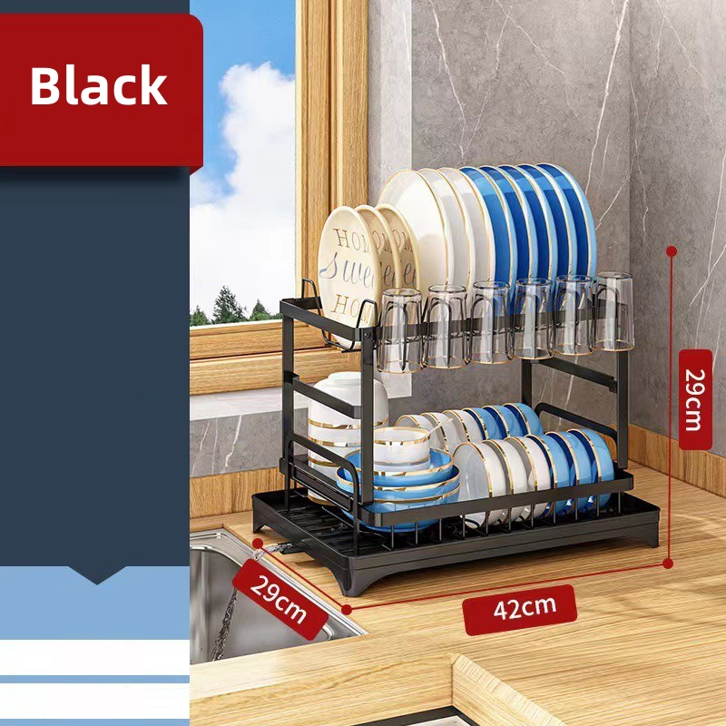 2-tier Kitchen Drain Rack Dish Storage Rack Kitche... – Grandado