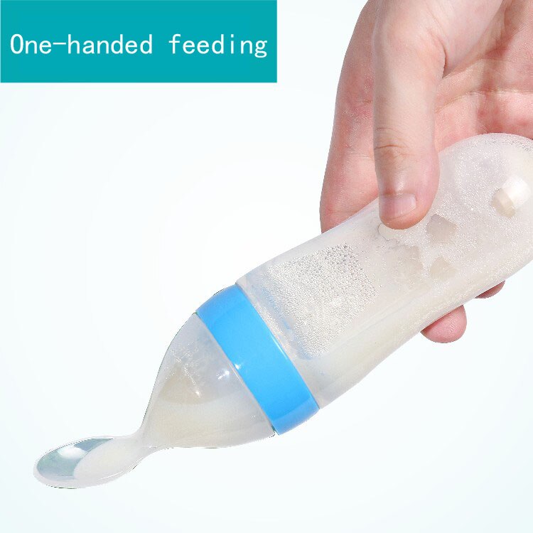 90ml sikre nyfødte baby fodring flaske lille barn silikone klemme fodring ske mælk flaske baby træning føder kosttilskud