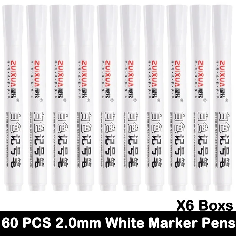10/100 PCS White Marker Pen Paint Oily Waterproof Tire Painting Graffiti Pens Permanent Pen Stationery Art Office Supplies: Brown
