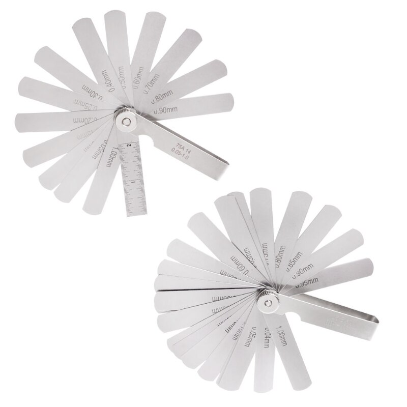 25 lâmina 0.05-1mm calibre de feeler calibre calibre de medição de espessura ferramenta de enchimento de diferença métrica