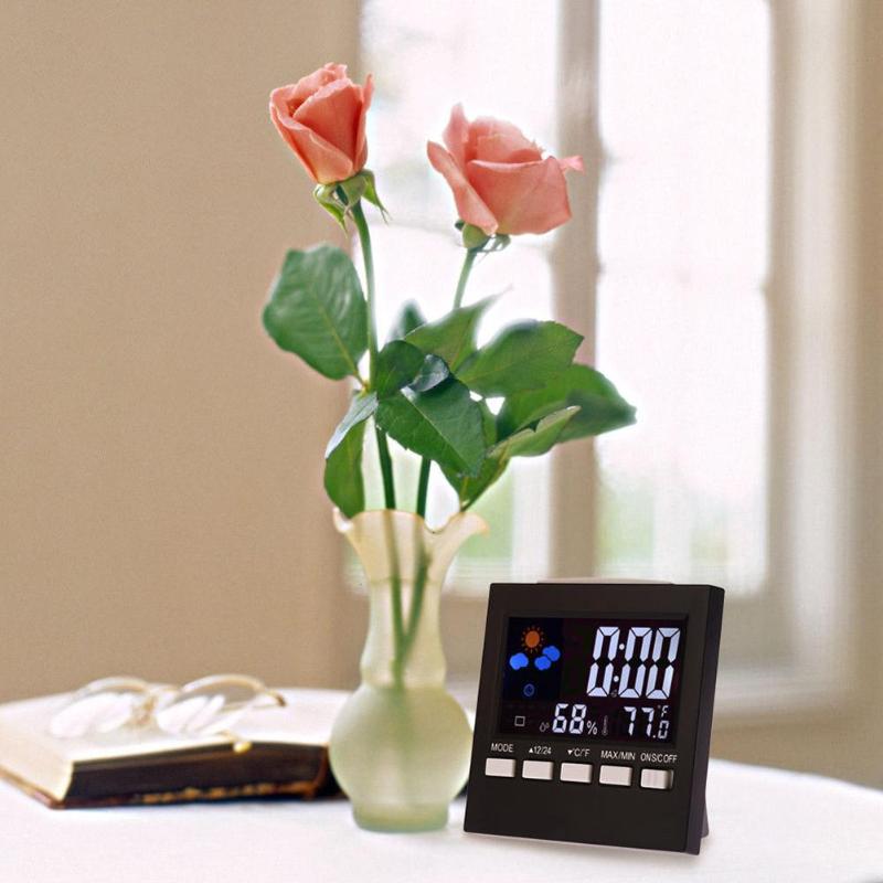 Digital Weather Forecast Station Alarm Clock Kids Indoor /Outdoor Hygrometer Temperature LCD Screen Humidity Monitor Alarm Clock
