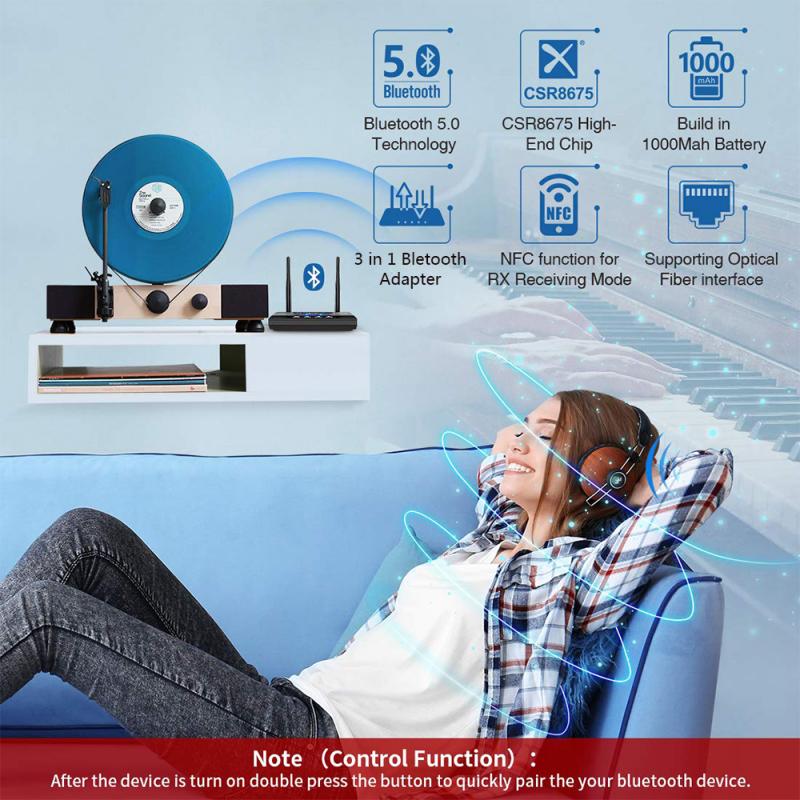 3 In 1 Bluetooth 5.0 Transmitter Receiver Csr8675 Wireless Music Audio Adapter AptX HD Low Latency Optical RCA 3.5mm For TV PC