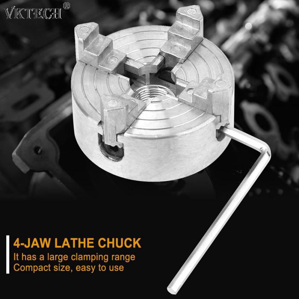 Four Jaw Chuck for Metal Mini Lathe M12x1mm Threaded Back 1.8-56mm/12-5mm Mini Lathe Accessory with Connecting Rod