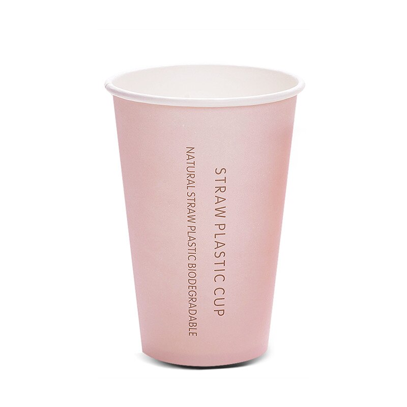 50pcs color disposable coffee cup wedding party favor 16A 500ml milk tea juice cold drink paper cups with lid: pink cup