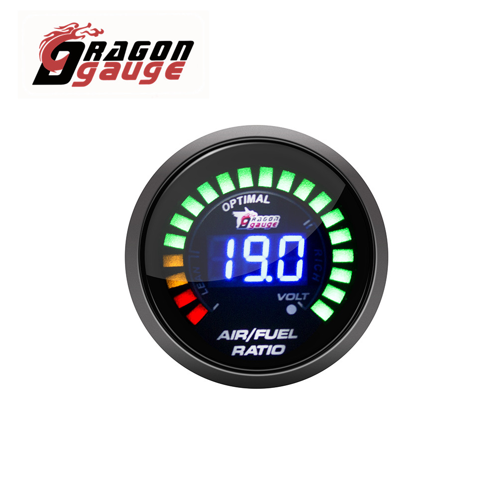 「DRAGON」 2" 52mm Air Fuel Ratio Gauge LED Digital Display With Narrowband O2 Oxygen Sensor Car Gauge for 12V Car 0258006028: Without Sensor