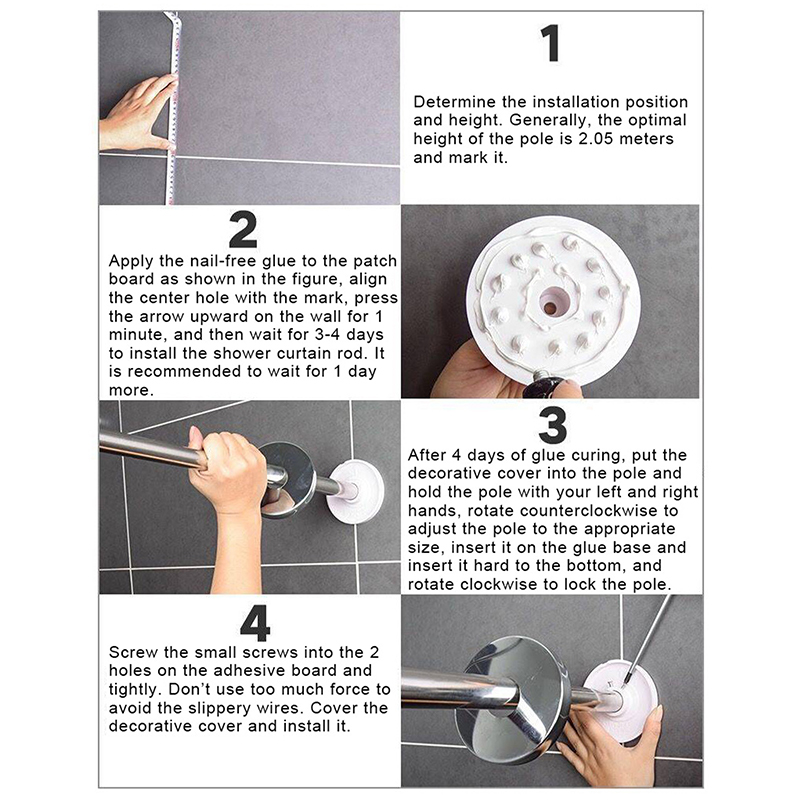 Extendable Curved Shower Curtain Rod Silver L Shaped Stainless Steel Shower Curtain Poles Punch-Free Bathroom Curtain Rail 3Size