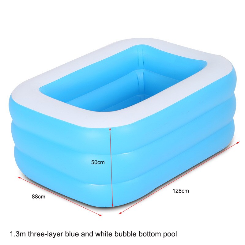 1.2m/1.3m PVC Inflatable Swimming Pool for Children Thickened Bubble Bottom Swimming Pool Summer Blue and White Swimming Pool