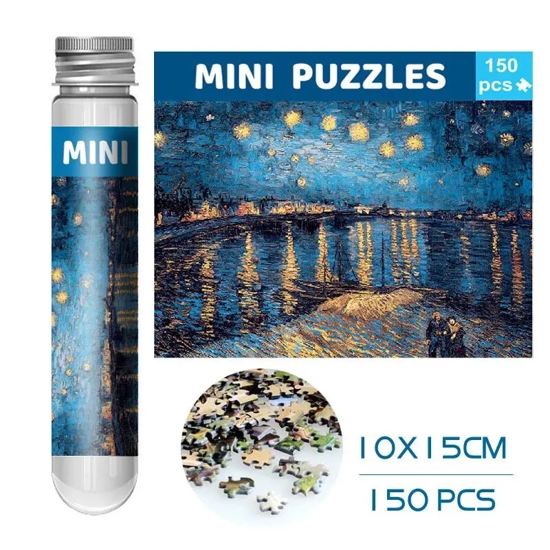 Test Tube Jigsaw Puzzle, pintura mundialmente famosa, Van Gogh a noite estrelada, presente de Natal, 150pcs