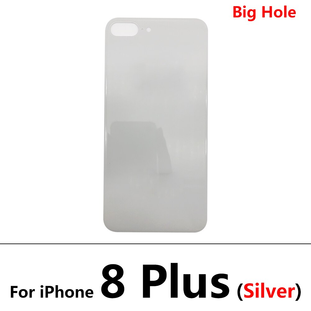 Big Hole tylna szklana pokrywa baterii dla Iphone 8 Plus XR pokrywa baterii szklana pokrywa tylnej obudowy wymiana obudowy: For 8 Plus Silver