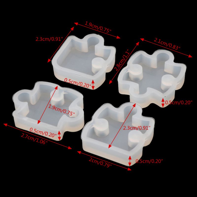 4Pcs Puzzle Gemstone Crystal Mold Silicone Mould DIY Jewelry Pendant Making Tool Dried Flower Resin Decorative DIY Hand Crafts