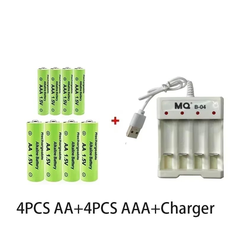 Batteria AA + AAA Nuova batteria ricaricabile da 1,5 V AA3800 MAH AAA3000 MAH con caricabatterie per torcia a LED per dispositivi elettronici: plum