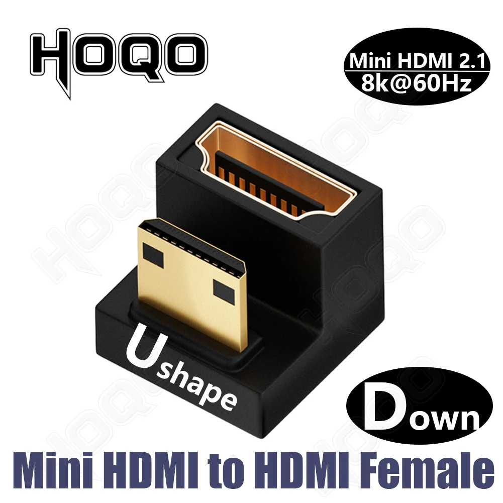Adaptador hdmi de 90 grados 8k 4k @ 120Hz adaptador en ángulo hdmi de 270 grados 360 180 grados mni hdmi a HDMI convertidor tipo l en forma de U: Morado