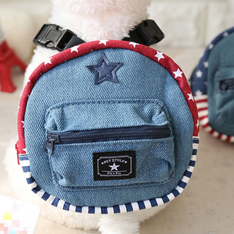 Denim Hond Rugzak Outdoor Reizen Carrier Voor Hond Puppy Katten Met Riemen Hond Rugzak Huisdier Zakken Schouder Huisdier carrier: Blue / L
