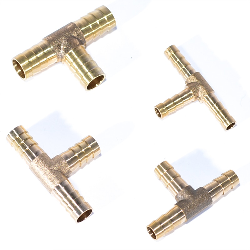 6mm 8mm 10mm 12mm Solid Brass T Piece 3 Way Fuel Hose Joiner Connector For Air Oil Gas Fuel Fuids