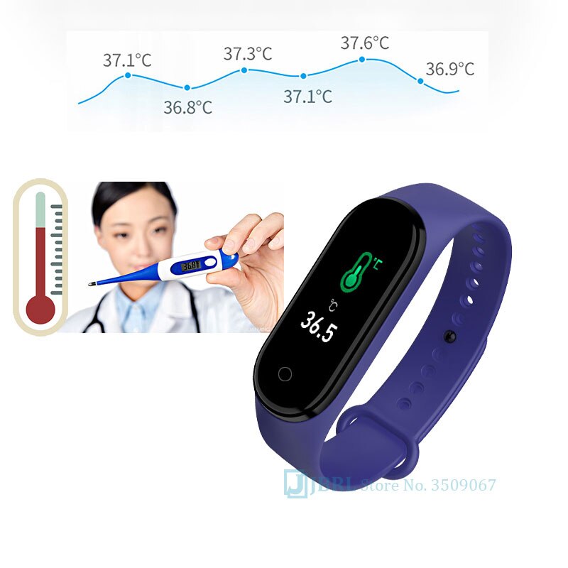 Più nuovo Temperatura Intelligente Wristband Degli Uomini Delle Donne Bluetooth Smartband Laides di Fitness Mens Del Braccialetto di Android IOS Phone Heart Rate Orologio