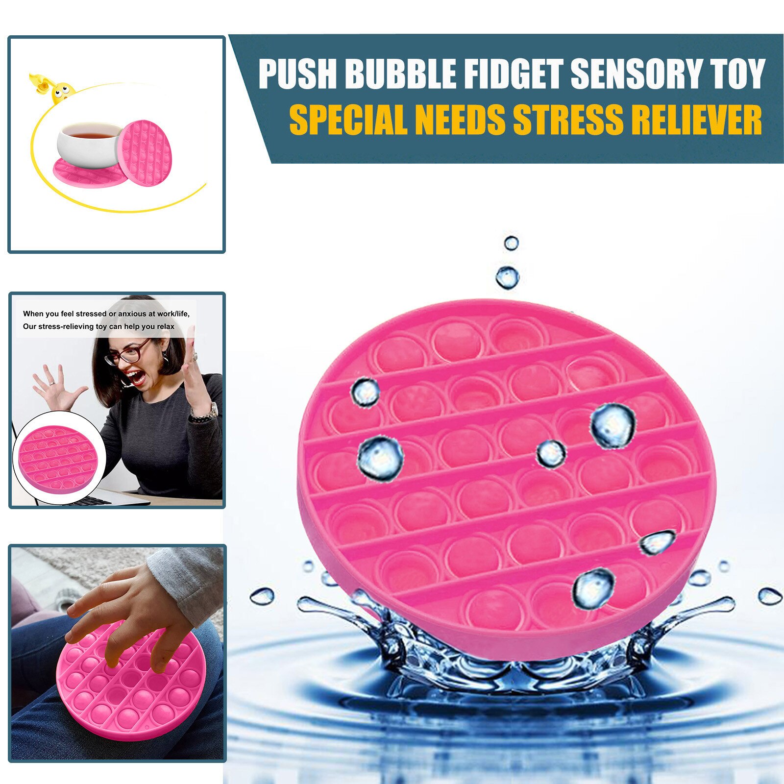 Push Bubble Fidget giocattolo sensoriale autismo esigenze speciali antistress morbido divertente Push Bubble Fidget giocattolo sensoriale colori caramelle: F