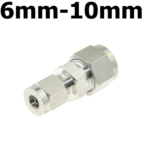 Compressor Fitting Reducer Union 1/8" 1/4" 1/2" 6mm 8mm 10mm 12mm OD Pipe Ferrule Tube Coupler Connector Stainless Steel 304: 6mm-10mm