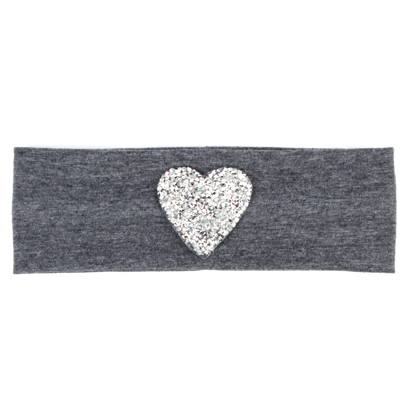 Geebro Kinderen Katoen Zachte Hoofdband Lente Leuke Steentjes Hart Platte Haarband Meisjes Stretch Hoofddeksels Haaraccessoires: Donkergrijs