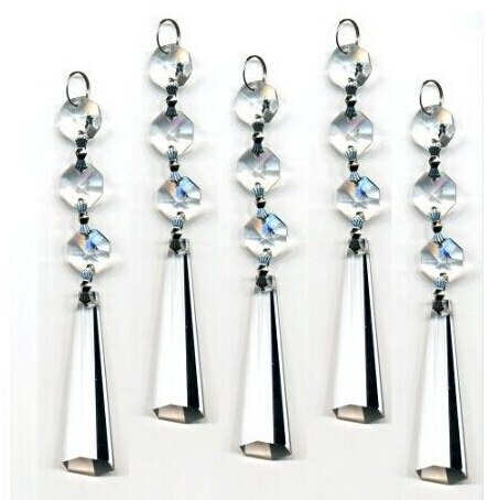 50 set/partij octagon kralen + 63mm kristallen druppels voor kroonluchters onderdelen glas opknoping hangers voor verlichting decoratie