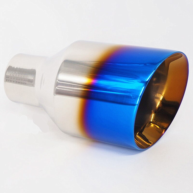 Reejim 65*114*200 Slanted Cut Outlet Blue Burnt Slanted Stainless Steel Universal Car Muffler Tip Car Exhaust Tip Car-Stying: Blue