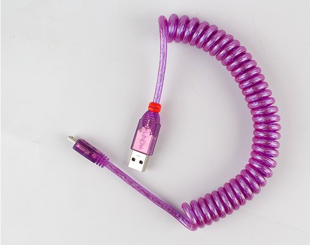 Mechanical Keyboard GH60 USB cable mini USB port for poker 2 GH60 keyboard kit DIY LINDY coliled Cable wire: PURPLE