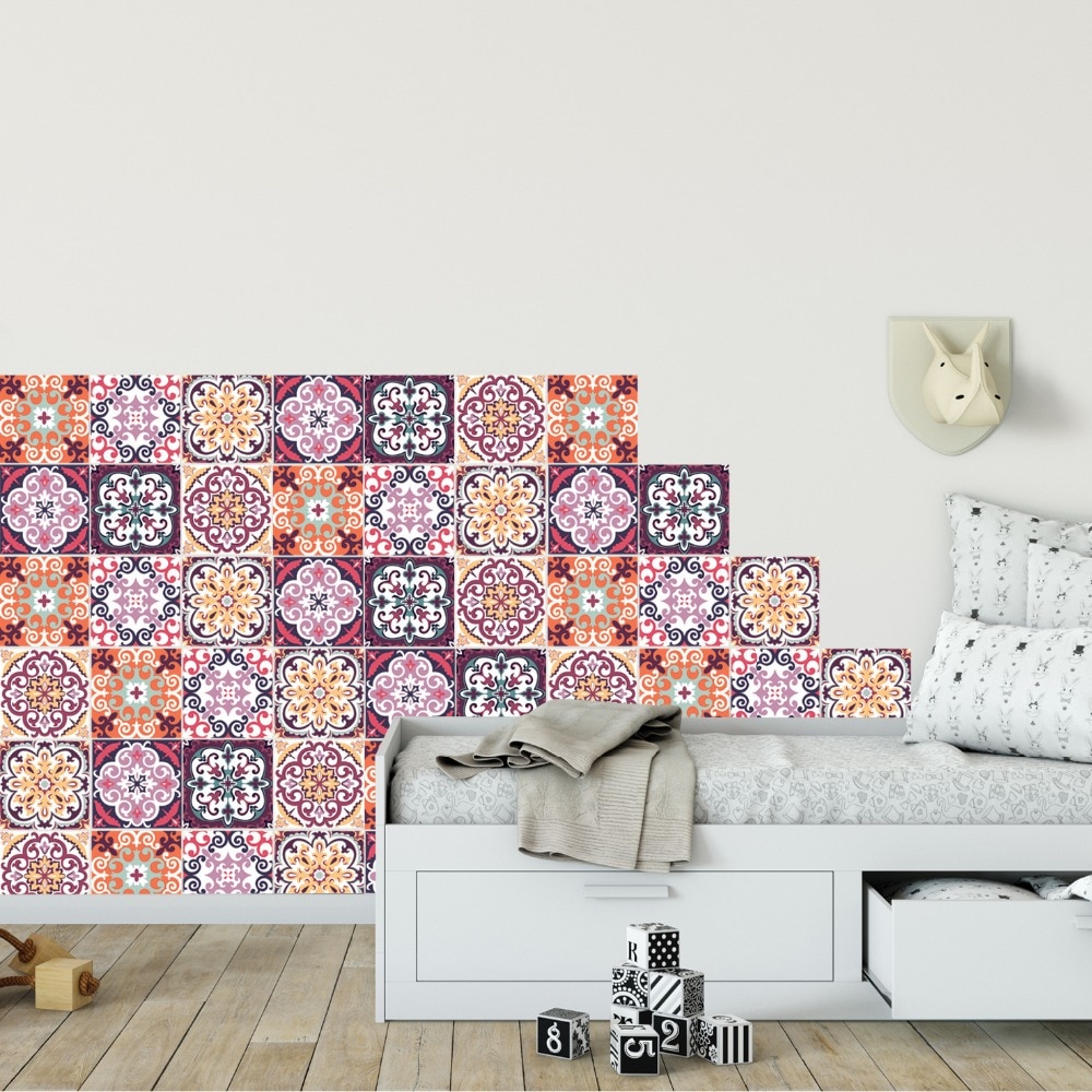 6 teile/satz Marokkanischen Stil Bunte Muster Hard Fliesen Boden Wand Aufkleber Home Decor Küche Bad Wc Dekoration Kunst Wandbild