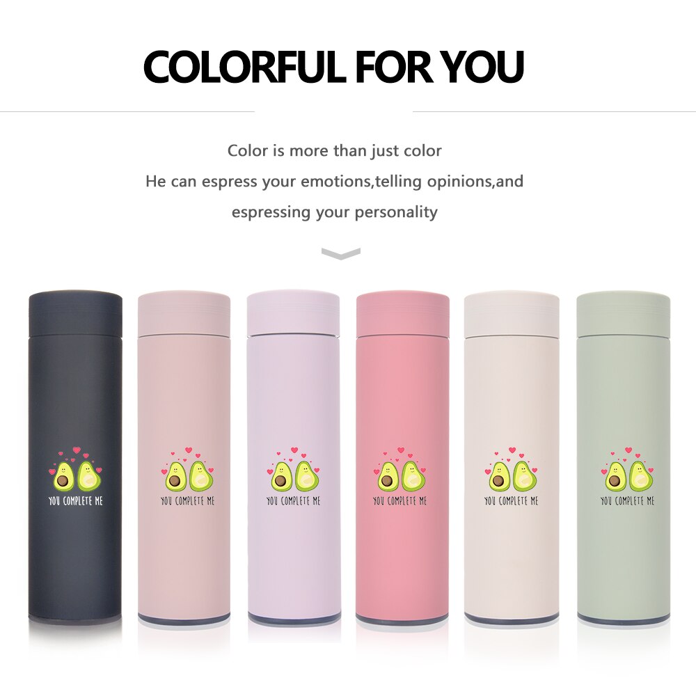 450 ml Karikatur Avocado Thermos Wasser Flasche Klassische Edelstahl Becher thermo Tee Tasse Bunte Cafe Tassen Tee Glaskolben
