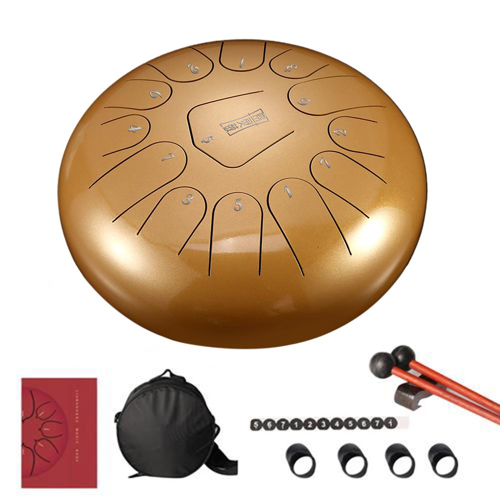 12 Inch 13 Notes Drum Kit Steel Tongue Drum Tune C Empty Spirit Drum Percussion Hand Pan Drum With Mallets Percussion Instrumen: solid gold