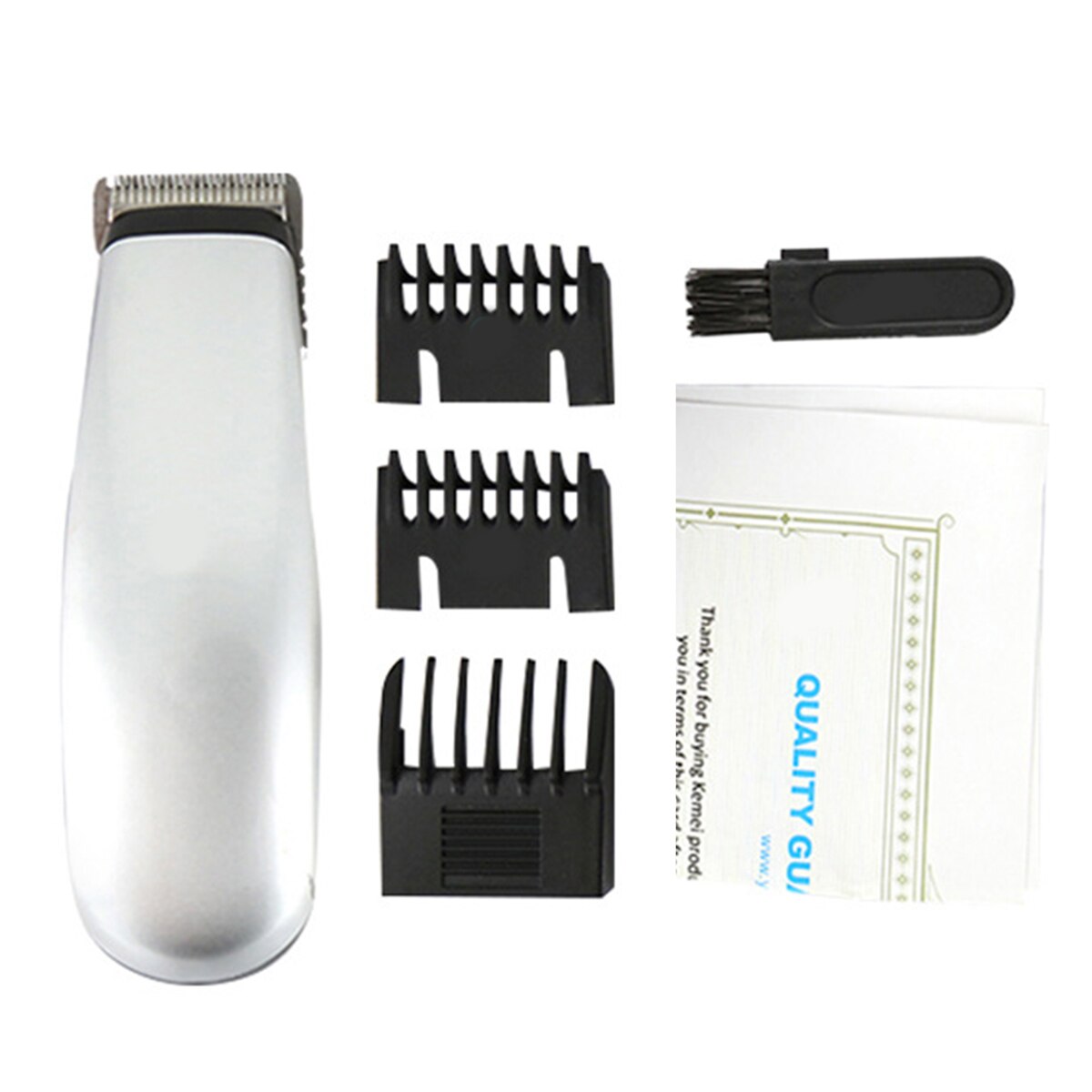 Stainless Steel Electric Hair Clipper Battery Operated Hair Trimmer Cutting Machine with 3 Limit combs for Men