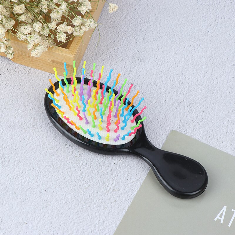 Baby Boys Girls Hair Comb Candy Color Plastic Hair Brush Child Portable Travel Anti-static Comfortable Head Massager Combs: Black