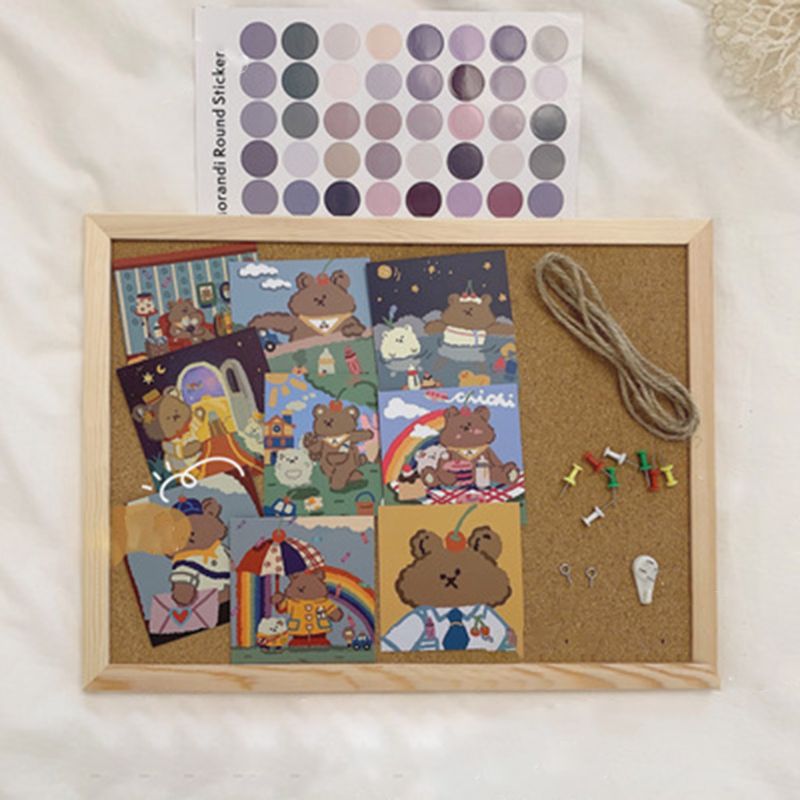 Cork Wood Wall Hanging Message Bulletin Board Frame Notice Note Memo Board for Home Office Shop School