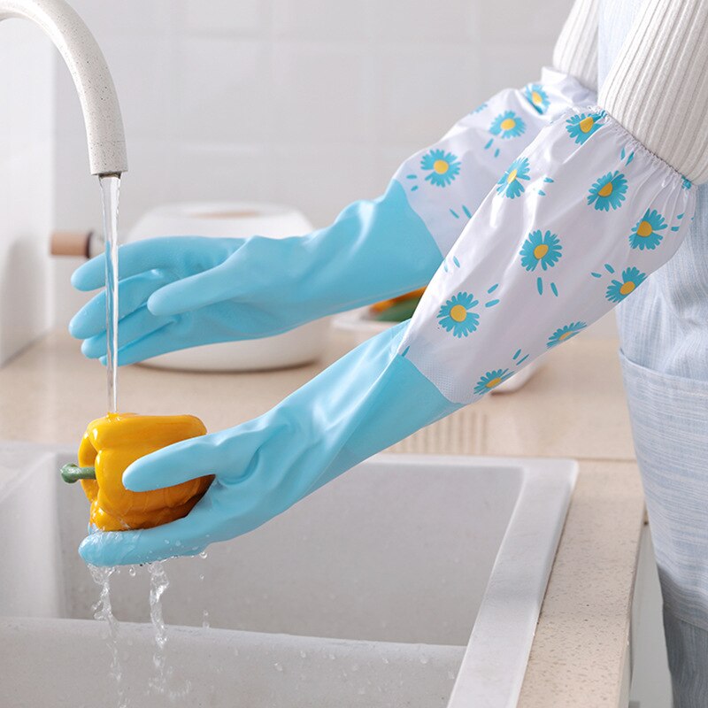 Daisy Kitchen Dishwashing Gloves Women Thick Latex Washing Clothes Waterproof Plastic Housework Durable Dishwashing Gloves