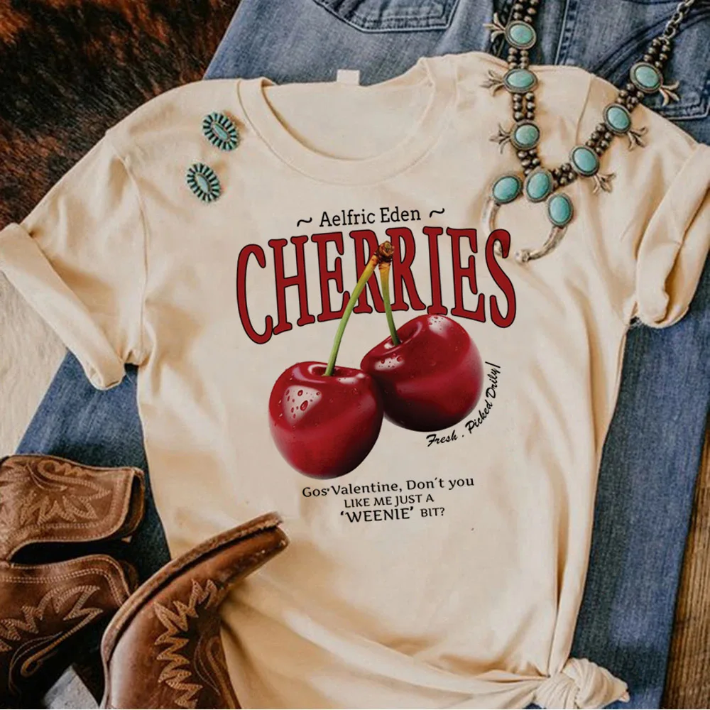 Cerise t-shirt femme graphique université numérique années 2000 Grunge Pop Culture chemise Harajuku Kawaii Punk années 2000 Vintage Hip Hop: XXXL / Marron