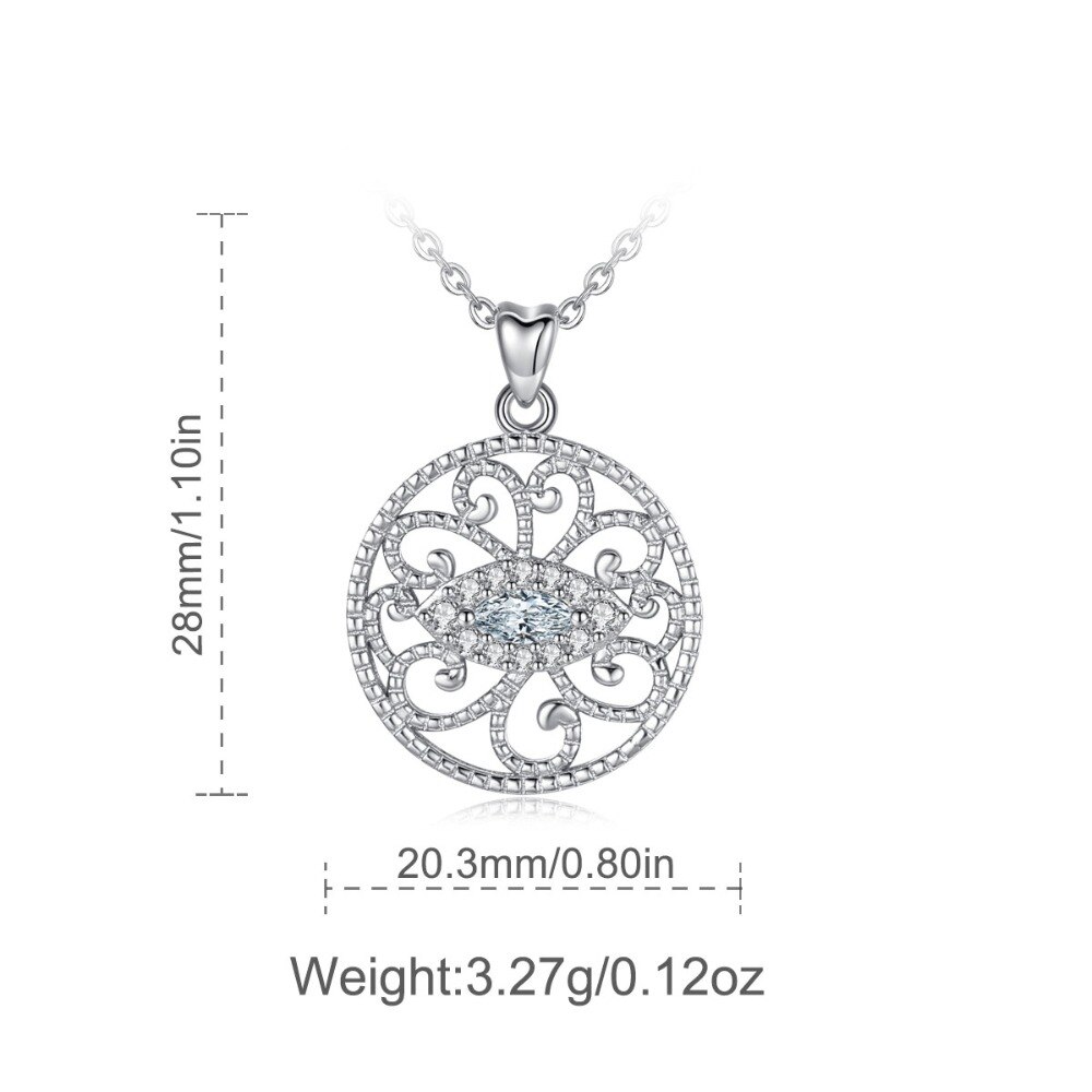 EUDORA 925 Sterling Silver Clear CZ Eye of Devil & Lycorisradiata Flower Pendant Necklace Luckly Eye Charm Fine Jewelry D351
