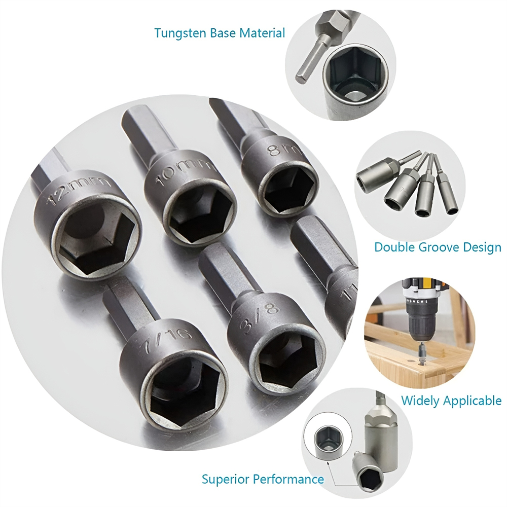 9/14 Stuks Zeskant Dopschroef Mof Nozzles Moer 1/4 "Schroevendraaier Bit Set 5-13Mm Schroevendraaier Set Vaste Boor Set Handgereedschap