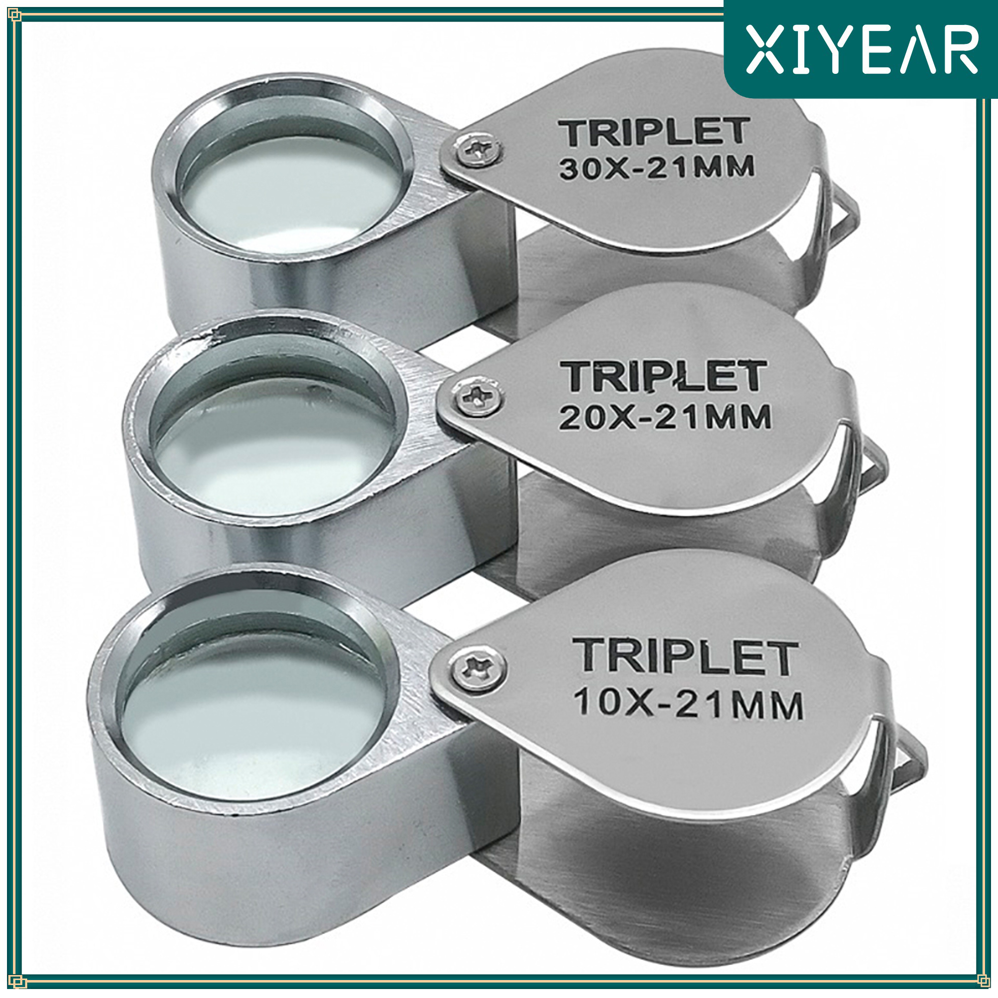 10-30X Pocket Loep Vergrootglas Sieraden Vergrootglas Opvouwbare Diamant Lupa Triplet Juweliers Oogglas Tool Lezen Vergrootglas