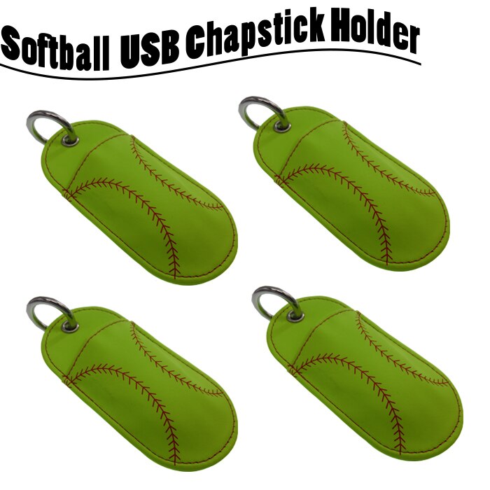 Softbal Honkbal Laather Chapstick Sleutelhanger, Lippenbalsem sleutelhanger, Chapstick Houder, chapstick gezellige sleutelhanger, Lipbalm cover pouch