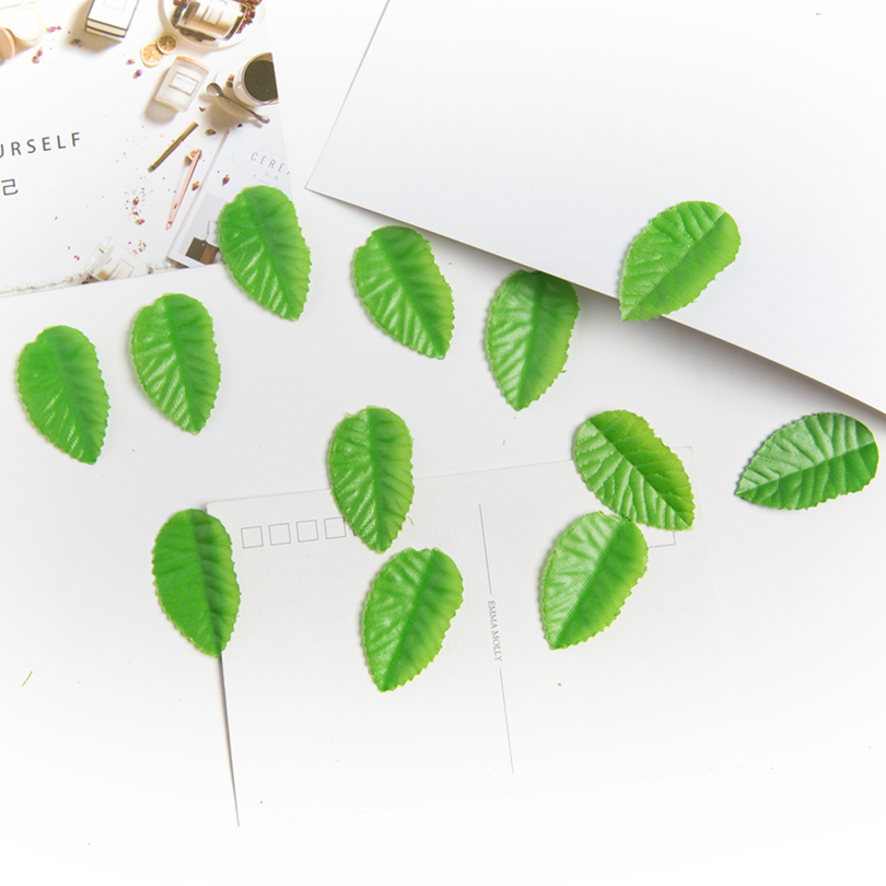 200 Uds rosas de seda hoja verde álbum de recortes de boda decoración del hogar Diy arreglo de flores hecho a mano accesorios plantas artificiales