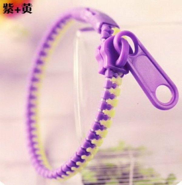 Gratis ePacket 100 stks/partij Mix vele kleuren Unisex Acryl Rock Punk Zipper Zip Shaped Enkelband Bangle Armband Gemengde kleuren