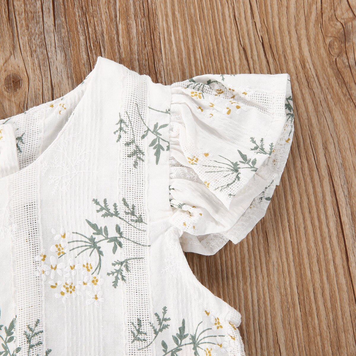 Pasgeboren Baby Baby Meisjes Jongens Bodysuits Bloemen Print Ruches Korte Mouwen Katoenen Mooie Jumpsuits Hoofdband