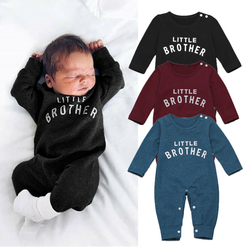 0-24Month Newborn Baby Girl Boy Knitted Long Sleeve Romper Tops Winter Outfits Little Brother One Piece Clothes