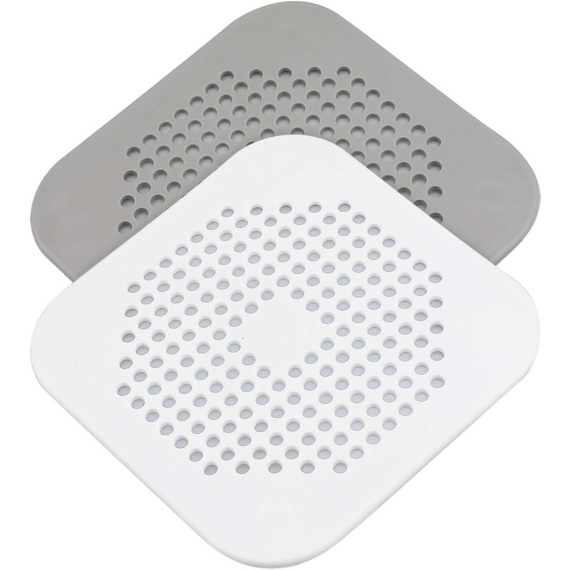 Abflussabdeckung, Duschablauf, Haarfänger, flacher Silikonstopfen, Badezimmer, Küche, quadratischer Filter, Duschablaufschutz, Waschbeckensieb