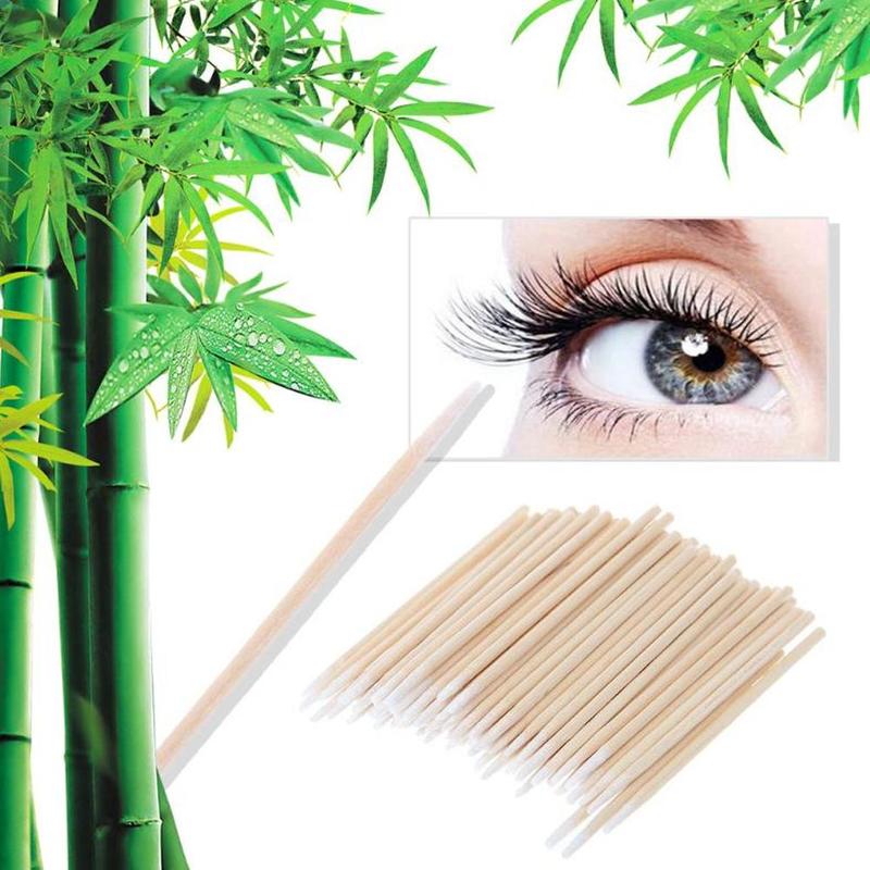 100 stk permanent microblading tre bomullspinne makeup knopp kosmetikk pinner for makeup skjønnhetsverktøy