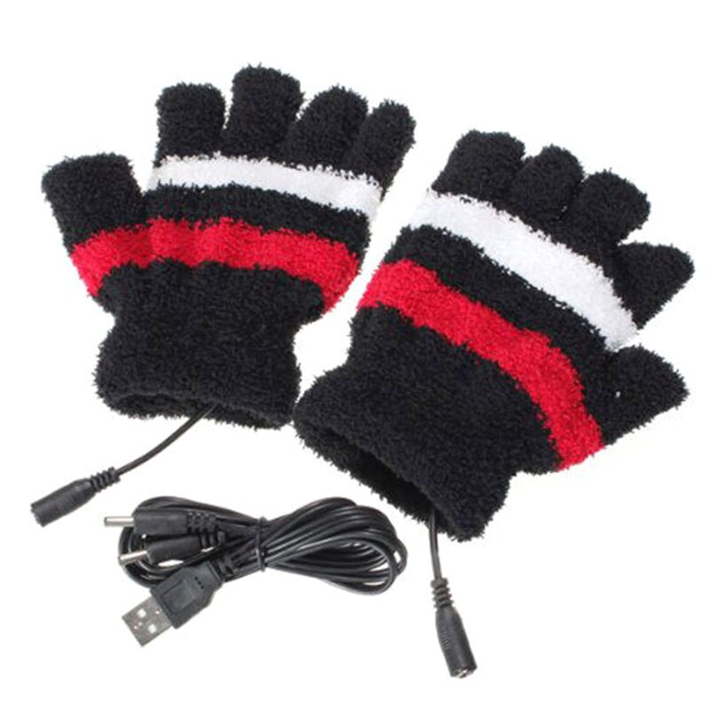1 Paar Usb Aangedreven Elektrische Verwarming Handschoenen Winter Thermische Usb Verwarmde Handschoenen Elektrische Verwarming Handschoen Verwarmde Handschoenen Warmer: Black
