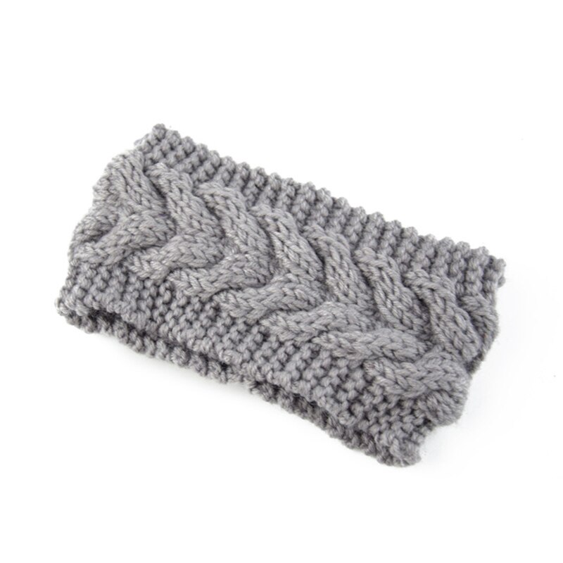 Winter gebreide hoofdband tulband haarband voor vrouwen meisjes baby meisjes haaraccessoires gehaakte strik haarband hoofddoek: Stijl 3 grijs