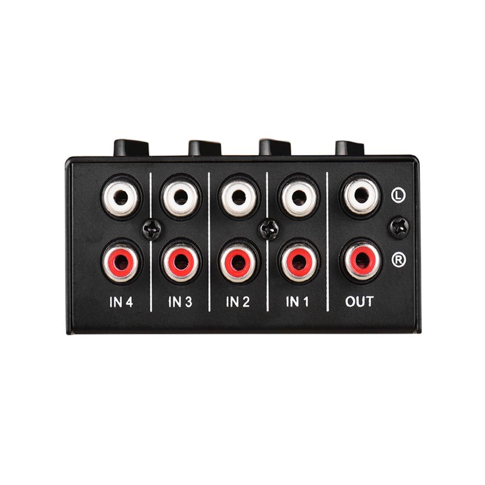 CX400 Mini Stereo Audio Mixer 4-Channel RCA Iputs Separate Volume Controls Portable Mixer Stereo Dispenser for Live and Studio