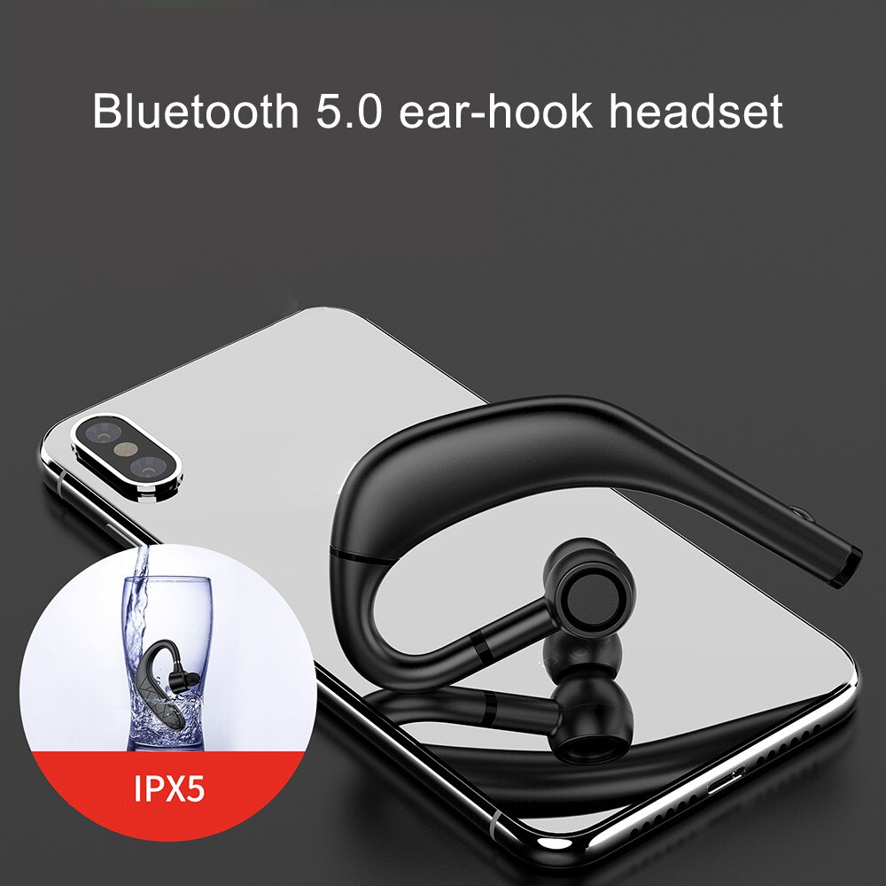 Hands-free 5.0 Bluetooth Headset Waterproof Bluetooth Earpiece With Mic HD Call For Smart Phone Car Business Wireless Earphone