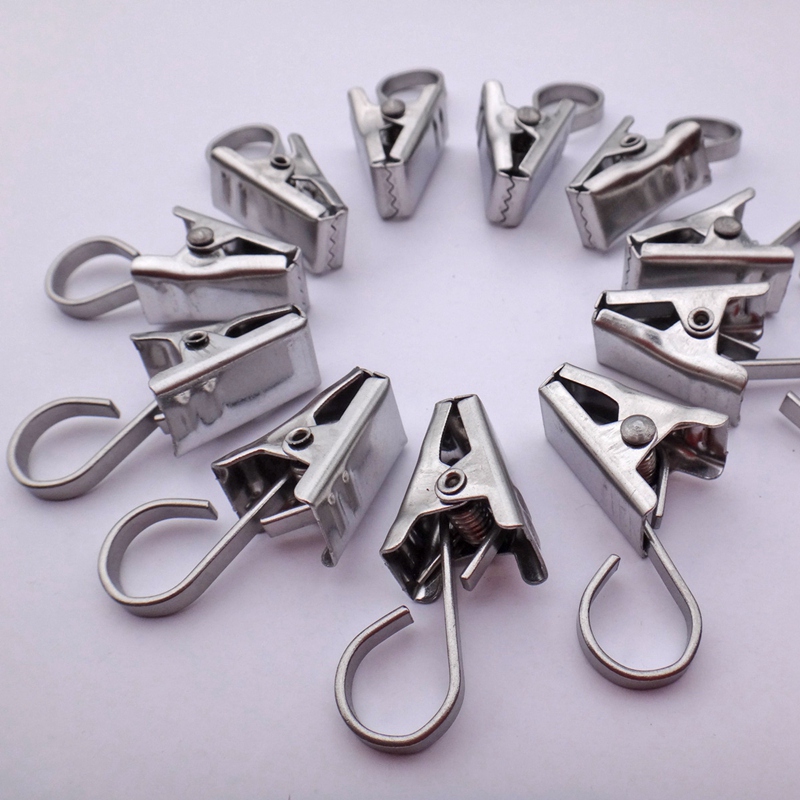 50PCS Stainless Steel Clips Hooks Clip Rings Metal Curtain Clips for Photos, DIY Crafts