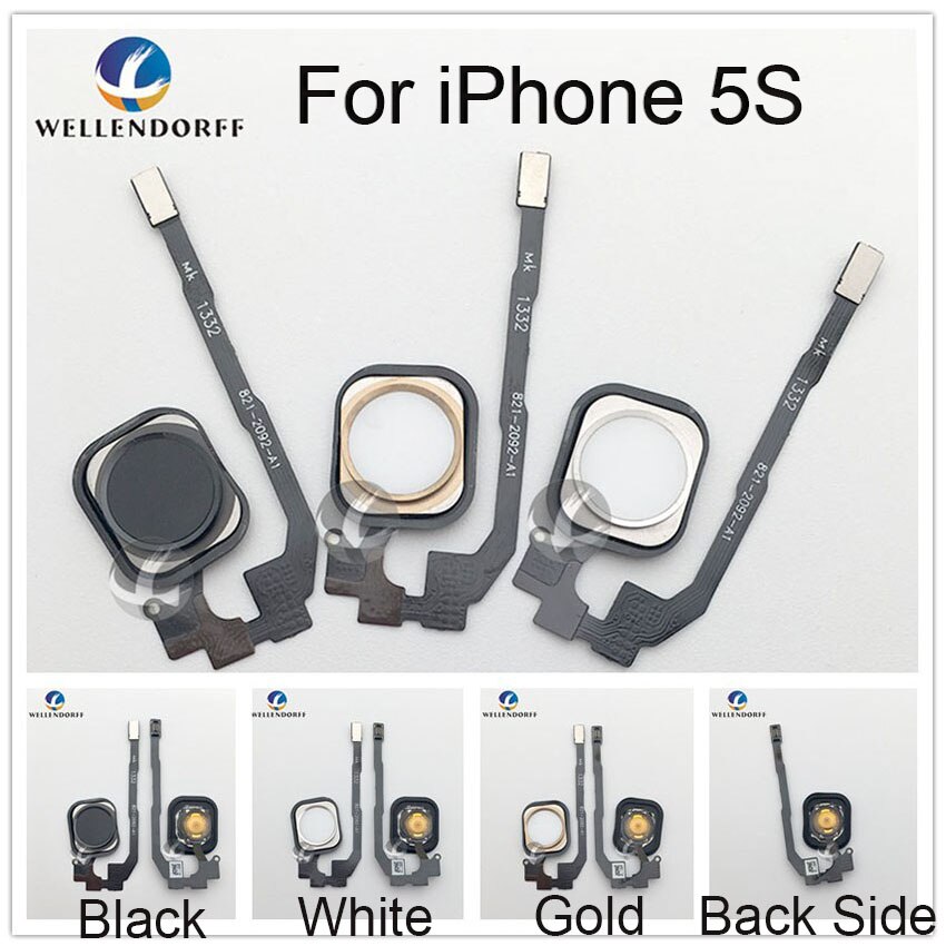Home Button Met Flex Kabel Voor Iphone 4 4S 5 5S 5C Se Vervanging Vergadering 100% Zwart Wit Rose Gold Test Ok